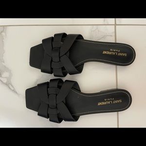 Saint Laurent Women's Woven Leather Sandal Slide size 36